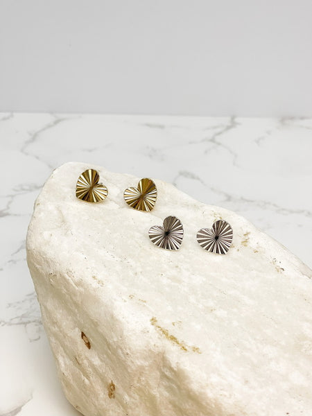 Textured Heart Stud Earrings