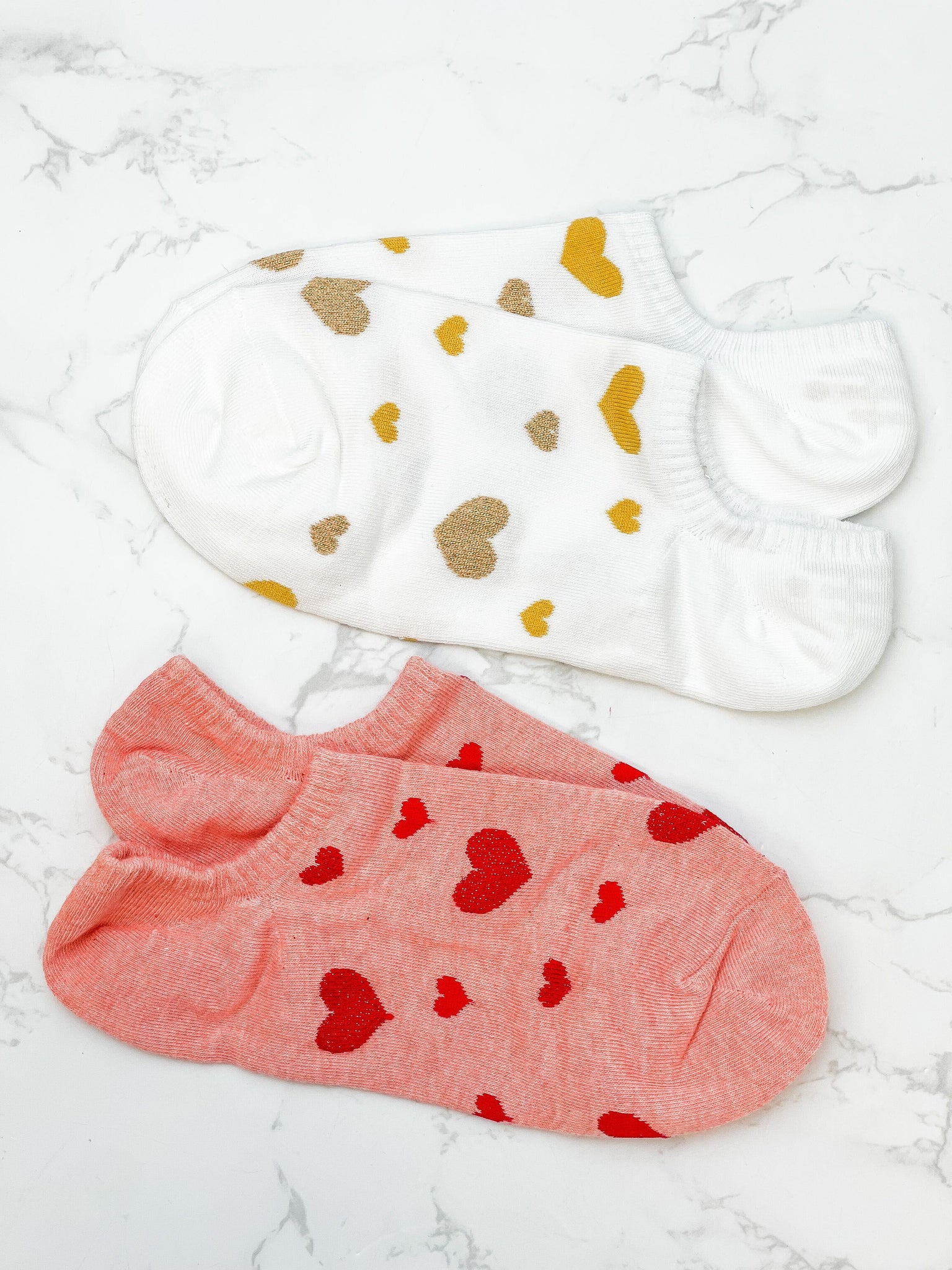Metallic Heart No Show Socks