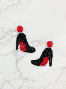 High Heel Beaded Dangle Earrings