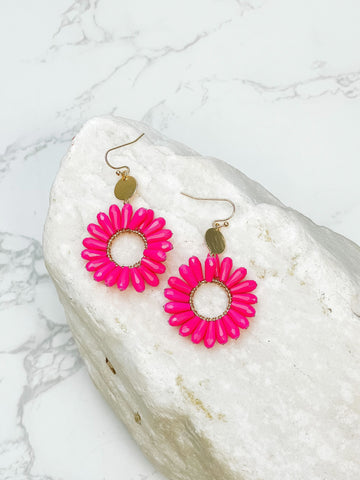Open Circle Beaded Dangle Earrings