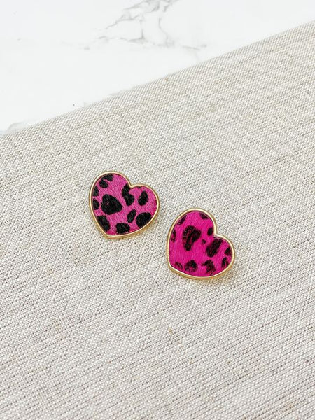 Spotted Heart Textured Stud Earrings