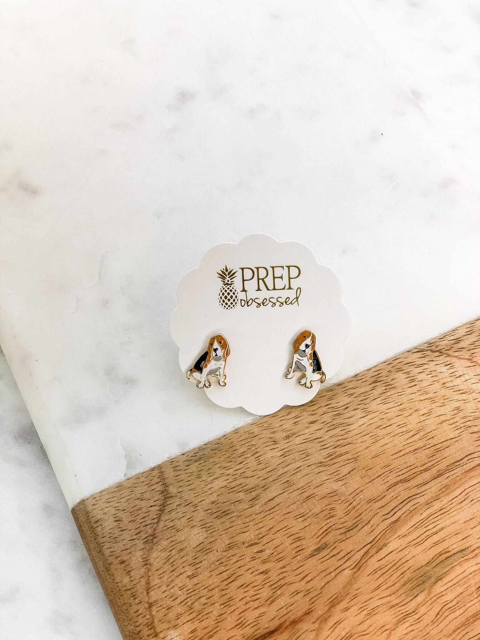 Hound Enamel Stud Earring