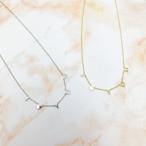 'I Heart You' Sentiment Chain Necklaces