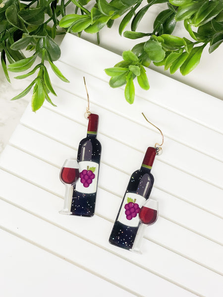 Wine Bottle Dangle Earrings