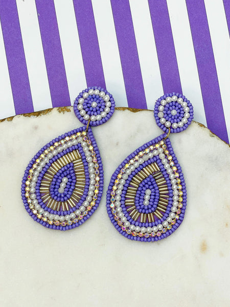 Western Bead & Pearl Teardrop Dangle Earrings