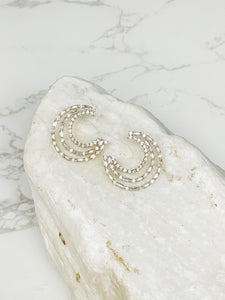 Glitzy Crescent Moon Statement Post Earrings