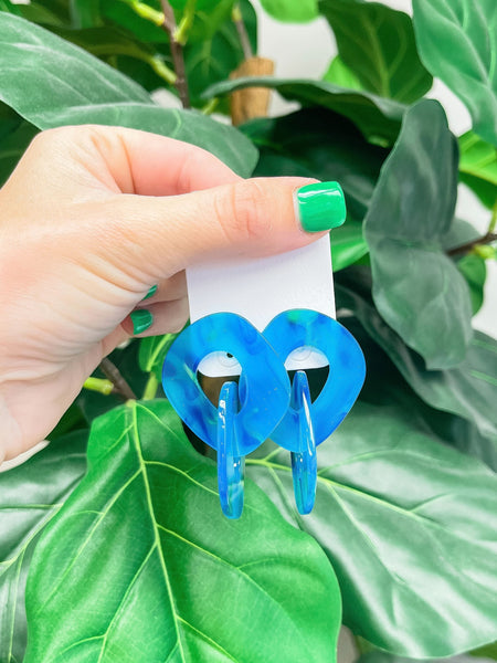 Marbled Linked Statement Dangle Earrings