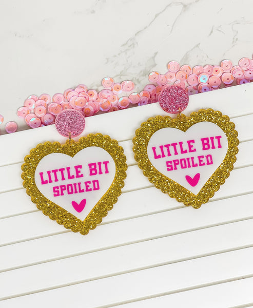 'Little Bit Spoiled' Glitter Heart Statement Earrings