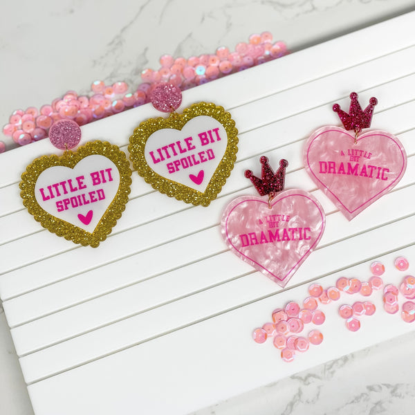 'Little Bit Dramatic' Glitter Heart Statement Earrings