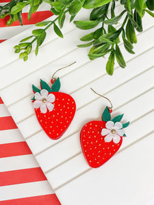 Springtime Strawberry Dangle Earrings