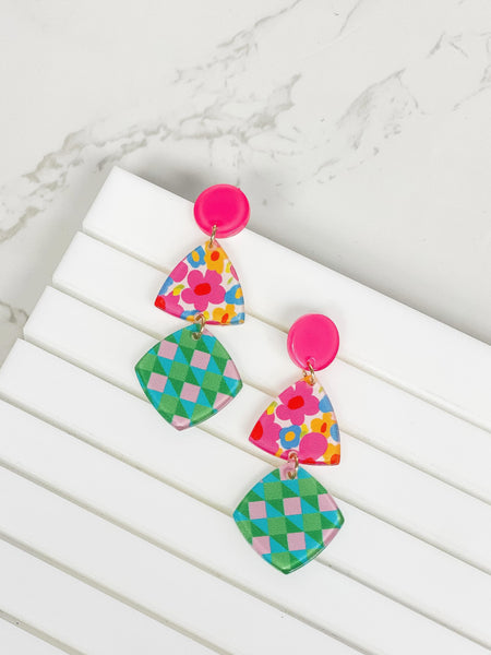 Funky Spring Geometric Dangle Earrings