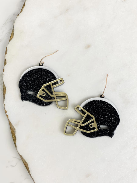 Glitter Football Helmet Dangle Earrings