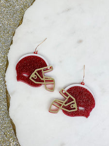 Glitter Football Helmet Dangle Earrings