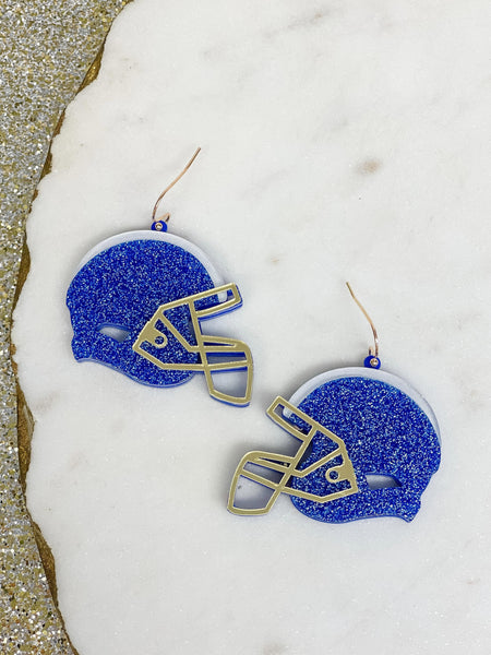 Glitter Football Helmet Dangle Earrings