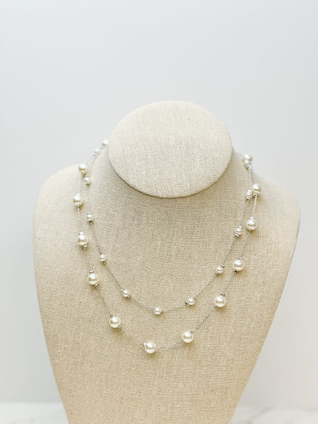 Dainty Pearl Bead Multi-Layer Station Necklace