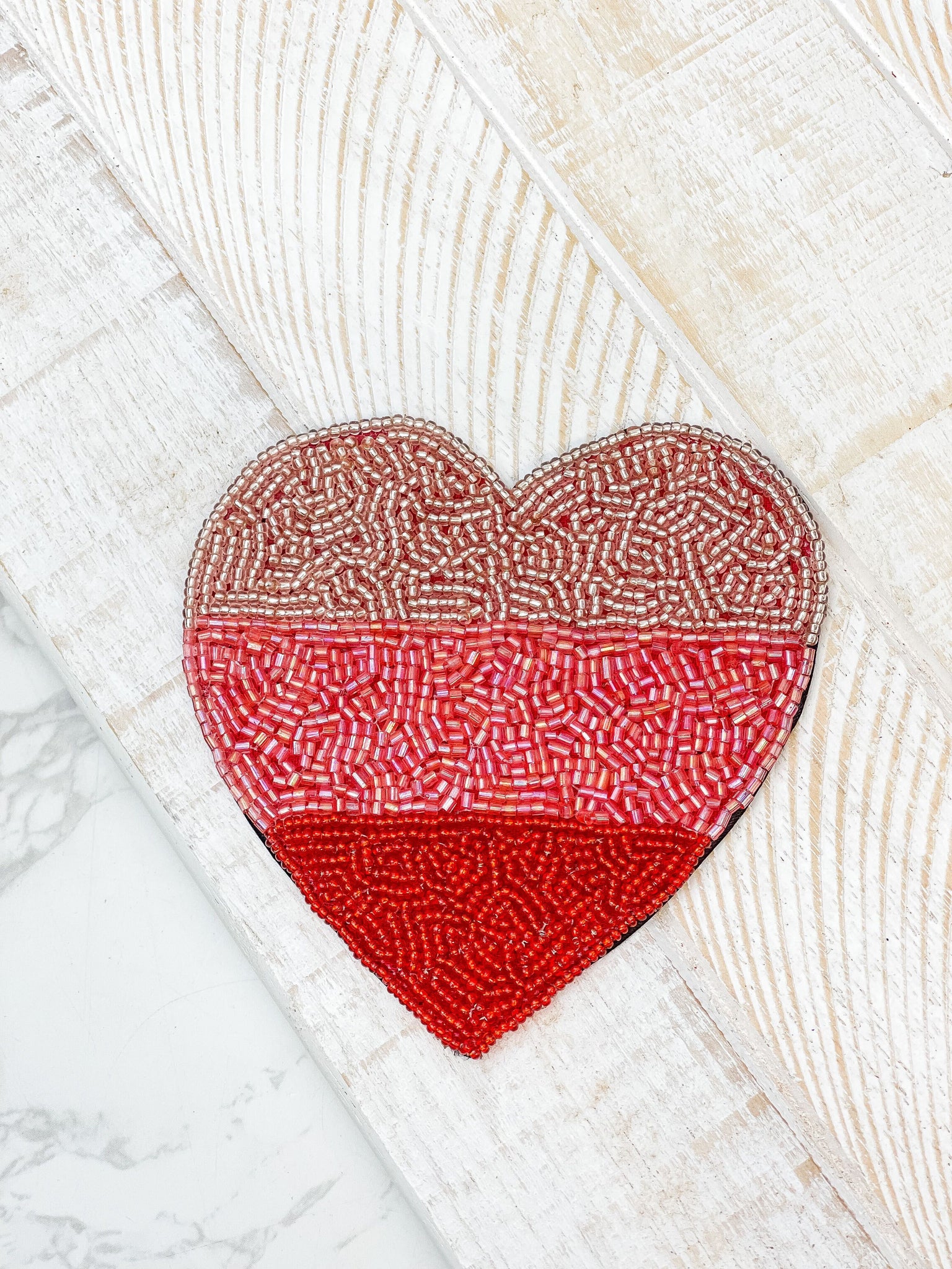 Ombre Heart Seed Bead Coaster - Pack of 4