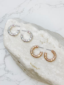 Pave Metallic Hoop Earrings