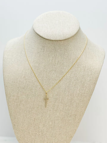Crystal Gold-Dipped Cross Pendant Necklace