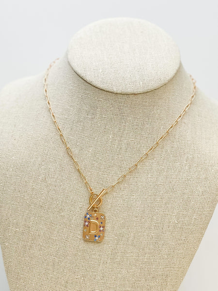 Gold Pave Medallion Initial Necklaces