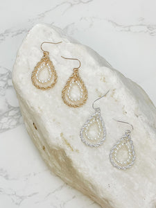 Twisted Double Teardrop Pearl Dangle Earrings