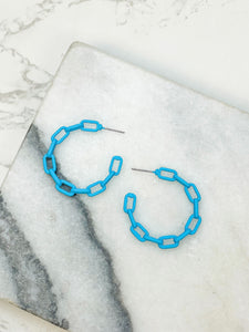 Neon Chainlink Hoop Earrings