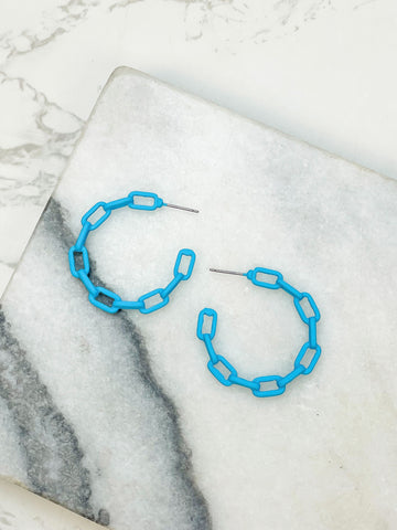 Neon Chainlink Hoop Earrings