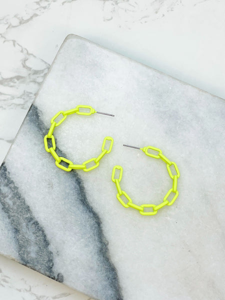 Neon Chainlink Hoop Earrings