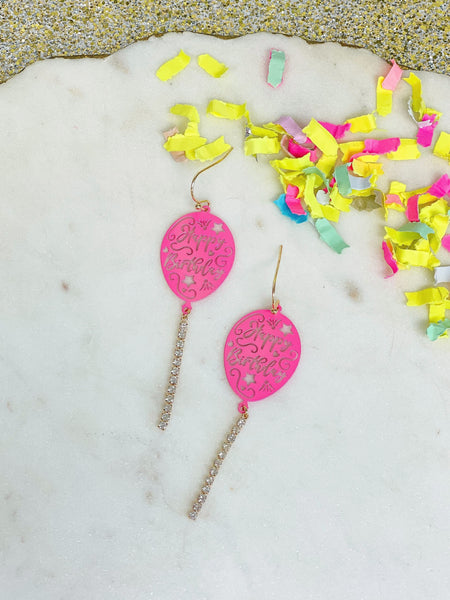 'Happy Birthday' Balloon Dangle Earrings