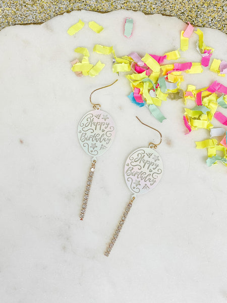 'Happy Birthday' Balloon Dangle Earrings