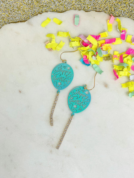 'Happy Birthday' Balloon Dangle Earrings