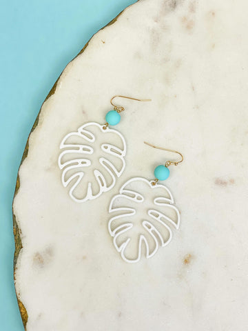 Monstera Color-Coated Outline Dangle Earrings