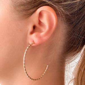 Gold Beaded Skinny Hoop Earrings