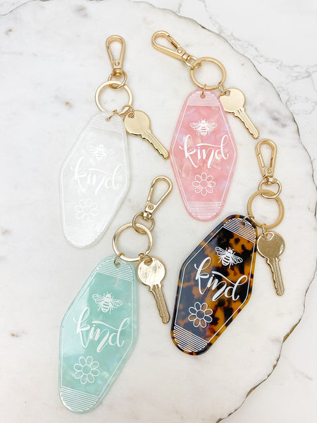'Bee Kind' Retro Motel Keychains