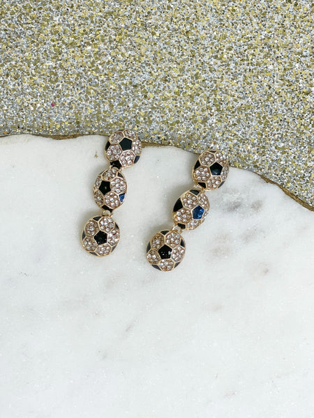 Sporty Rhinestone Trio Dangle Earrings