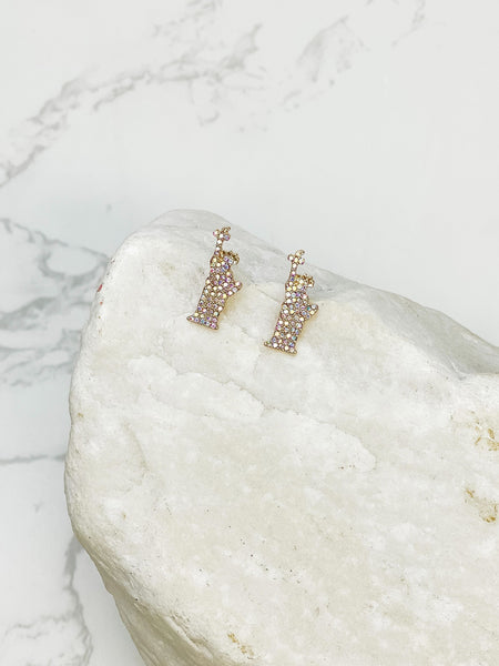 Glitzy Statue of Liberty Stud Earrings