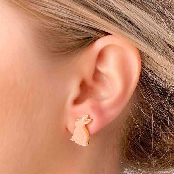 Druzy Bunny Stud Earrings