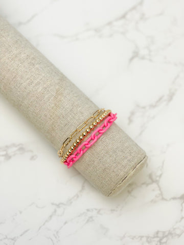 Gold Link & Chunky Chain Adjustable Layer Bracelets