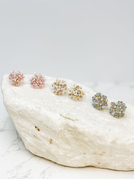 Pearl & Flower Cluster Post Earrings