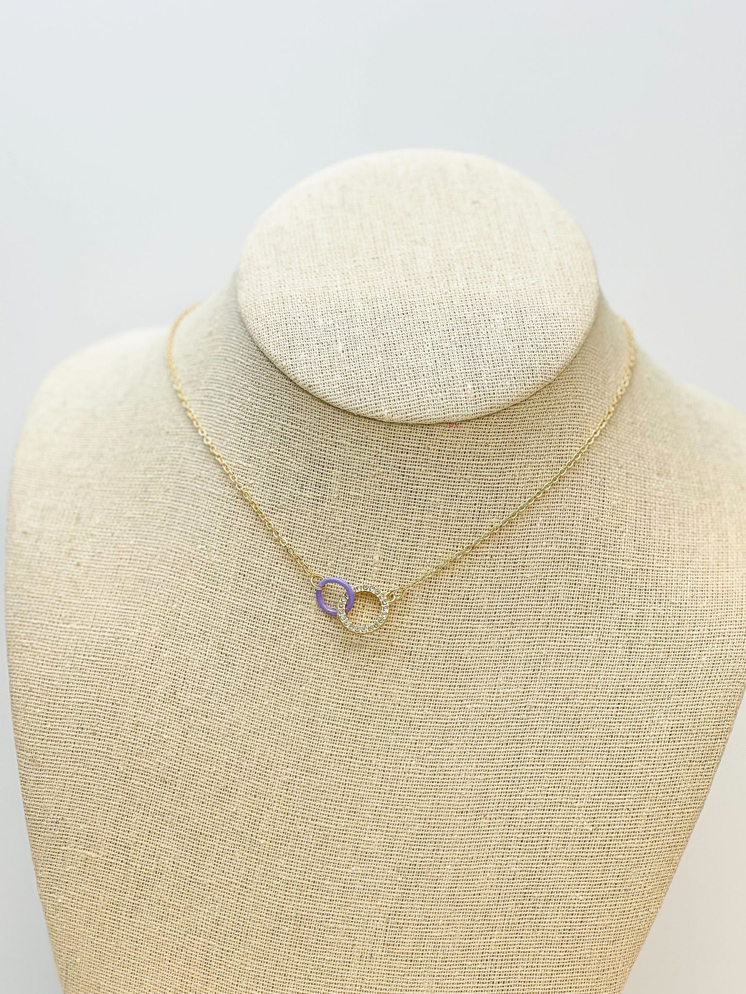 Hoop & Stone Linked Pendant Necklace