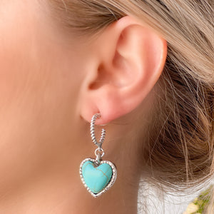 Turquoise Heart Drop Dangle Earrings
