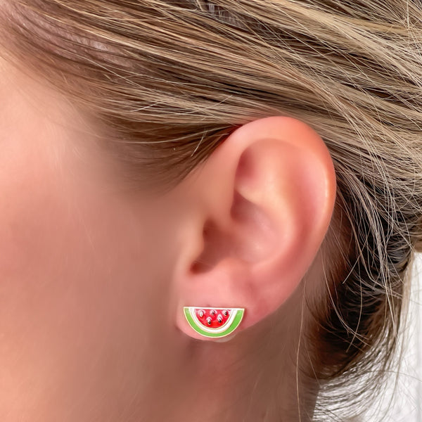 Watermelon Enamel Stud Earrings