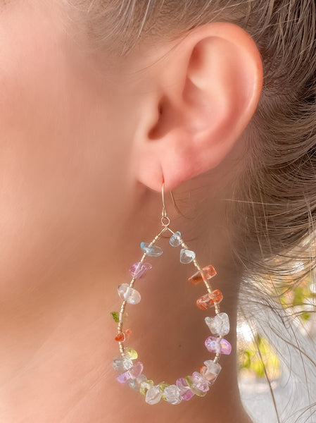 Oval Chip Beaded Earrings