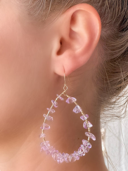 Oval Chip Beaded Earrings