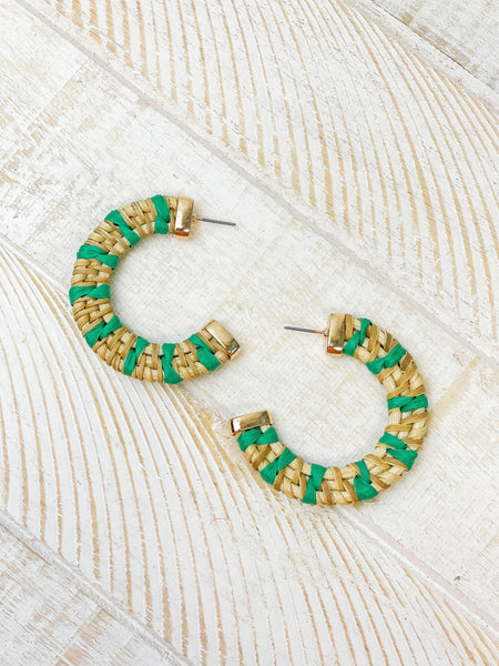 Raffia Striped Hoop Earrings