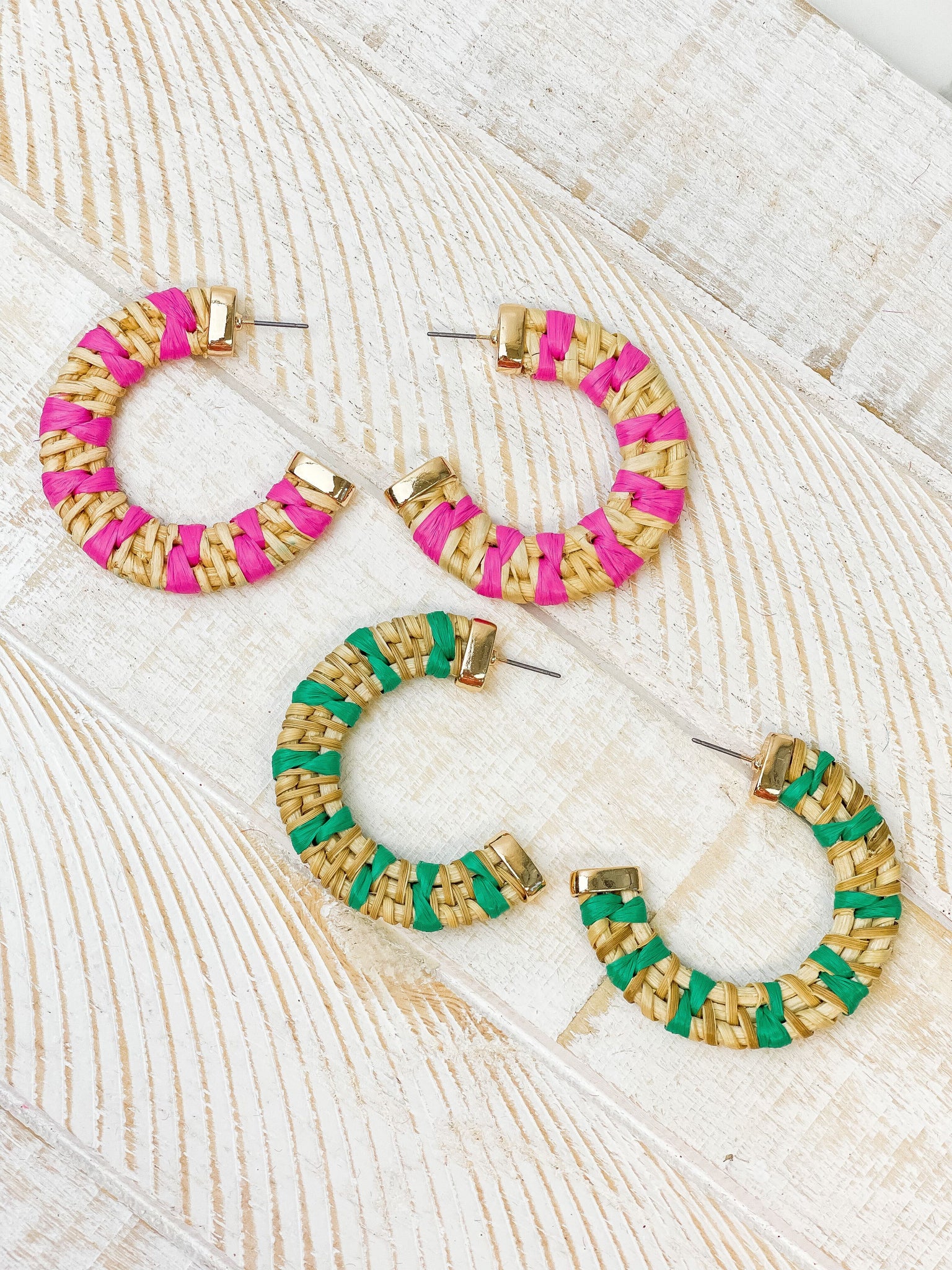 Raffia Striped Hoop Earrings