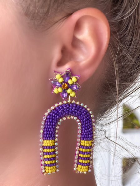 Game Day Beaded Arch Dangle Earrings