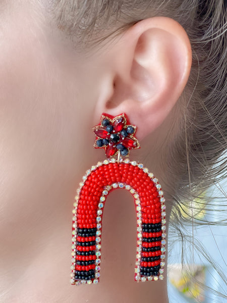 Game Day Beaded Arch Dangle Earrings