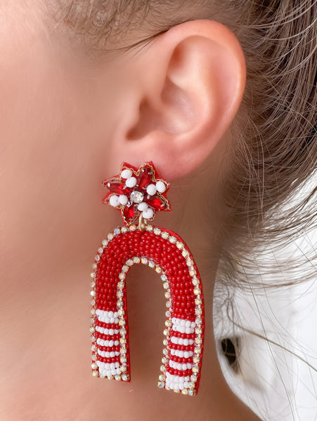 Game Day Beaded Arch Dangle Earrings