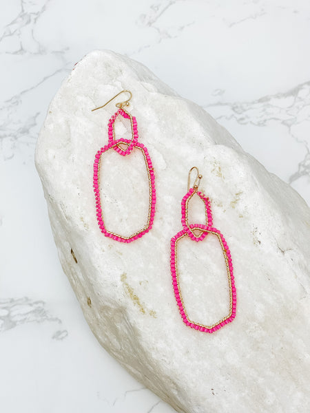 Seed Bead Link Drop Earrings