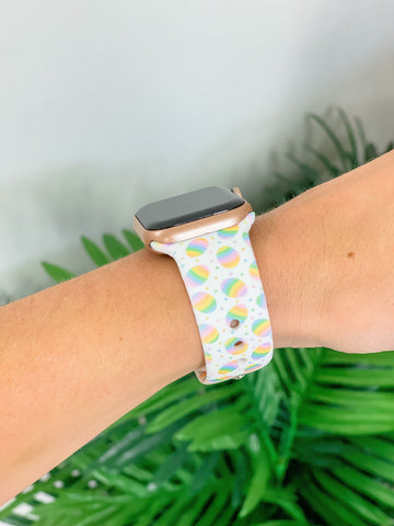 Pastel Easter Egg Printed Silicone Smart Watch Band